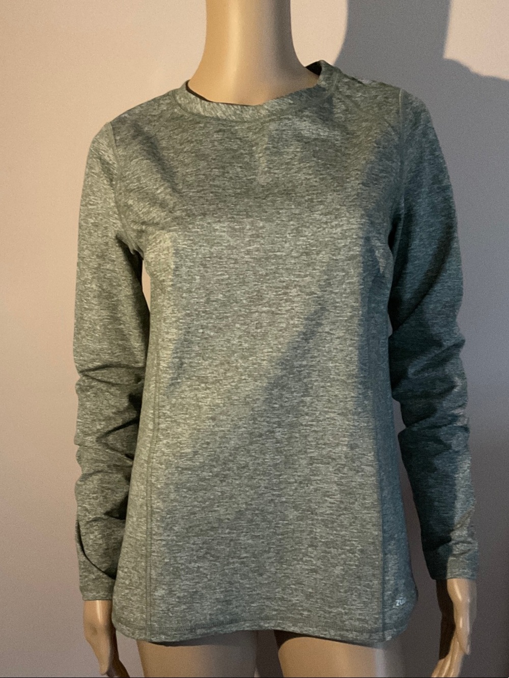 Zuda Sage Green Space Dye Long Sleeve Crewneck Top